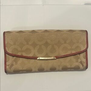 Coach Brown and Red Signature Wallet
